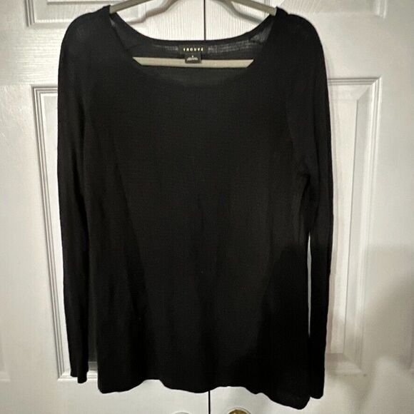 Trouve M Lightweight Ribbed Knit Black Women's Top Goth Y2K Bella‎ Sheer - Picture 1 of 8